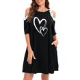 thumbnail image 1 of Vestido casual de verano con hombros descubiertos y manga corta con encaje y estampado Forgive para mujer Pompotops  ghjkhdj14533, 1 of 7