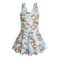 thumbnail image 6 of DISNIMO Otter Starfish Print Girls' Swimsuit One Piece Quick Dry Swimwear Skirted Sleeveless Hawaiian Beach Bathing Suit for Pool Party Vacation, 6 of 8
