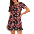 thumbnail image 1 of Fotbe Rose Flowers Bata de Dormir para Mujer con Estampado, Camisón de Algodón de Manga Corta, Ropa de Dormir Casual, 1 of 6
