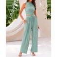thumbnail image 7 of BTFBM Summer Outfits For Women Cropped Sleeveless Tank Tops Wide Leg Pants 2 Piece Sets Beach Lounge Set Clothing, 7 of 7