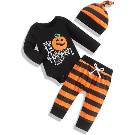 My First Halloween Baby Boy Outfit Long Sleeve Romper Printed