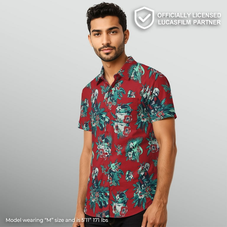 Star Wars Men's Mandalorian Grogu and Din Djarin Hawaiian Shirt