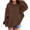 thumbnail image 2 of Wilark Girls Oversized Hoodies Sweatshirts with Pockets Fleece Warm Casual Pullover Long Sleeve Kids Fall Winter Tops Brown 14, 2 of 6