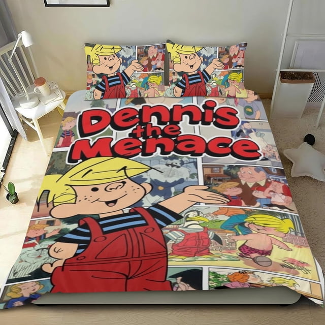 Dennis el Travieso Conjunto de sábanas temático, trío de piezas, cómodo y amigable con la piel, diseño único, regalo de decoración para el hogar para familiares, amigos y fans,173cm *218cm