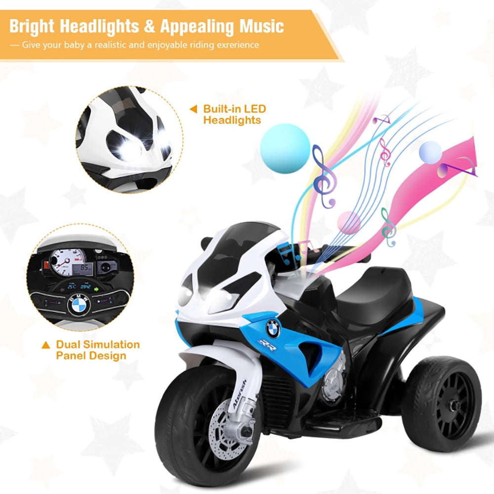 CIPACHO 6V Kids 3 Wheels Riding Electric Motorcycle, Battery Powered Electric Motorcycle Toy, Blue