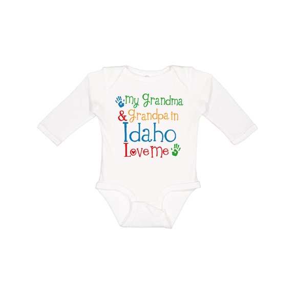 Inktastic Idaho Grandma Grandpa Loves Me Boys or Girls Long Sleeve Baby Bodysuit