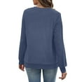thumbnail image 4 of Diufon Womens Fall Tops Casual Long Sleeve Crewneck Tunic Shirts Solid Color Loose Blouses with Pocket, 4 of 7