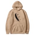thumbnail image 3 of Brondbend Women's Hoodie Pullovers for Women Long Sleeved Drawstring Pocket Pullover Print Stylish Loose Fit Tops Ladies Vacation Workout Fall Winter Wear Khaki, 3 of 3