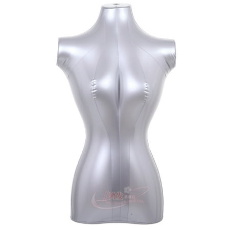 Female Inflatable Mannequin, Dress Form, Torso, Dummy Model Dress Display Standard Size Silver