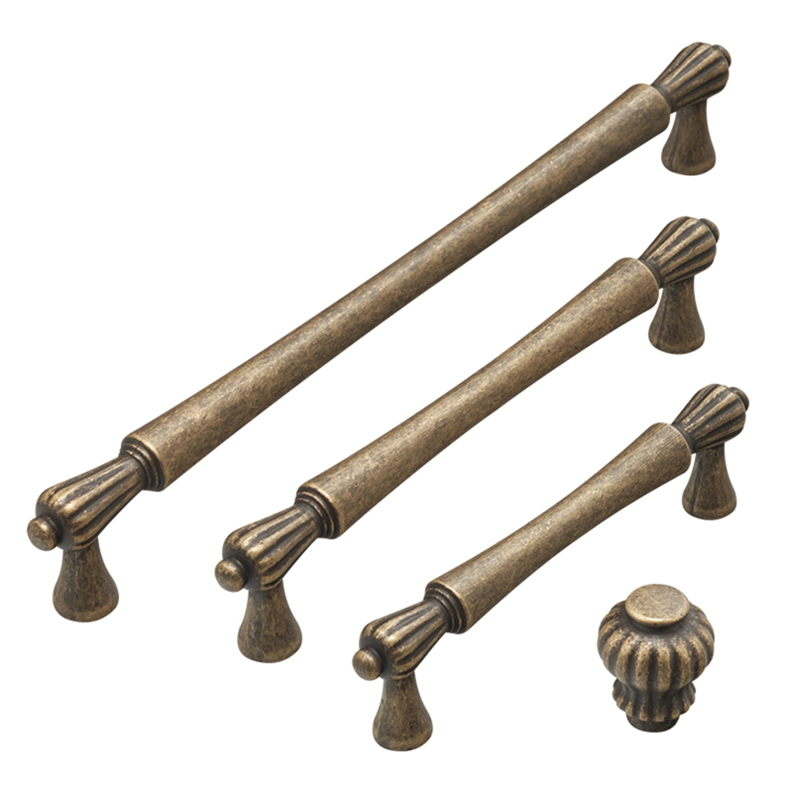 BIBABLYKE Pack Of 4 Antique Brass Cabinet Pull Vintage French Style Handles Multiple Type for Option for Kitchen & Bathroom