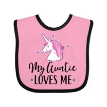 Inktastic My Auntie Loves Me Unicorn Girls Baby Bib