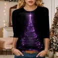 thumbnail image 2 of Dmsael Christmas 3/4 Sleeve Top Christmas Shirts for Women Funny Dressy Fall Snowman Shirt 3/4 Length Sleeve Winter Clothes Crewneck Top Xmas T-Shirt Purple,M, 2 of 4