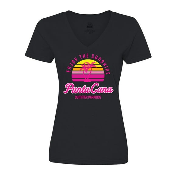 Inktastic Enjoy The Sunshine Punta Cana Summer Paradise Women's V-Neck T-Shirt