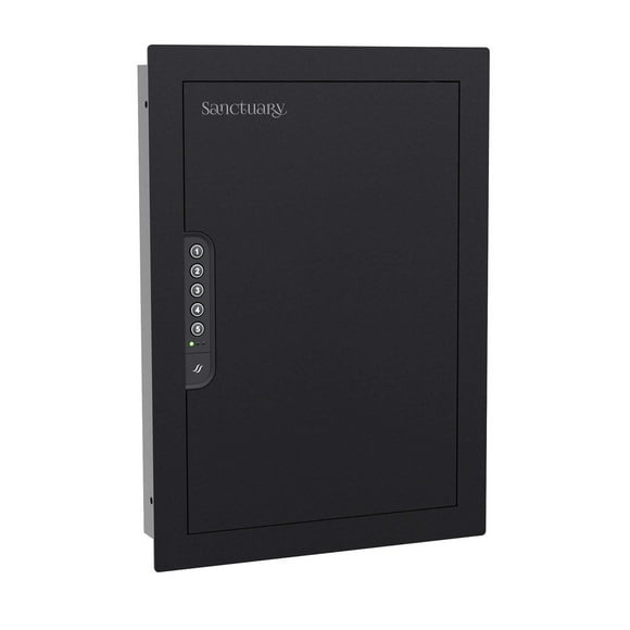 Sanctuary 21.8" Tall In-Wall Vault, Steel Vault, Designed To Mount For Home & Office With Electronic Lock, Black (0.49 Cu. Ft.) - SA-IWV-B