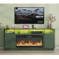thumbnail image 5 of ANPOO 71" Fluted Fireplace TV Stand for 75/85" TVs with 36" Electric Fireplace, Modern Entertainment Center with LED Light & Power Outlet, Wooden Media Console TV Stand for Living Room, Green, 5 of 9