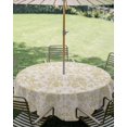 thumbnail image 3 of Outdoor Tablecloth with Umbrella Hole Zipper Farmhouse Yellow Round Tablecloth 60" Waterproof Outside Table Cloth Vintage Flower Leaf Botanical Plant Patio Table Cover Tablecloths for Picnic Party, 3 of 8