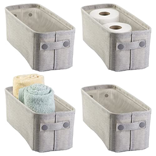 mDesign Soft Cotton Fabric Bathroom Storage Bin with Attached Handles ...