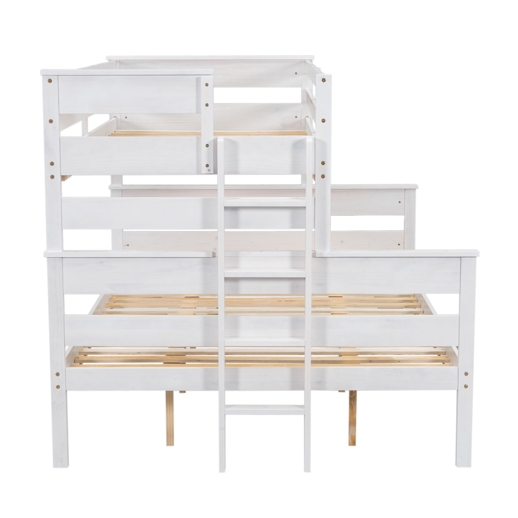 EUROCO Twin XL over Queen Bunk Bed, Convertible 2 Beds for Kids Teens Adults with Ladder, White