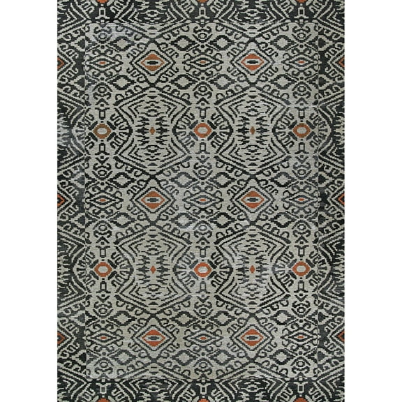 Couristan 2' x 7' Gray and Red Dolce Mala Smoke Rectangular outdoor Area Throw Rug