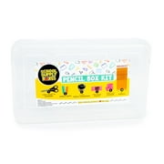 Back to School Pencil Box Kit for Grades K-5 (16-Pieces per Kit) – Clear Plastic Storage Box with Pencils, Crayons, Scissors, Glue Sticks, Erasers,