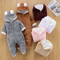 thumbnail image 2 of PatPat Newborn Bear Warmer Snowsuit Cotton Fleece Hooded Romper Jumpsuit for Baby Girls Boys, 2 of 8