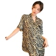thumbnail image 4 of Pyjamas d'Été en Soie Glacée pour Femmes Manches Courtes Mode Haut de Gamme Motif Zèbre Chemise, 4 of 6