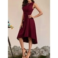 thumbnail image 3 of Women'S Summer Sleeveless Ruched Waist Flowy A Line High Low Midi Cocktail Dress Claret XXL, 3 of 4
