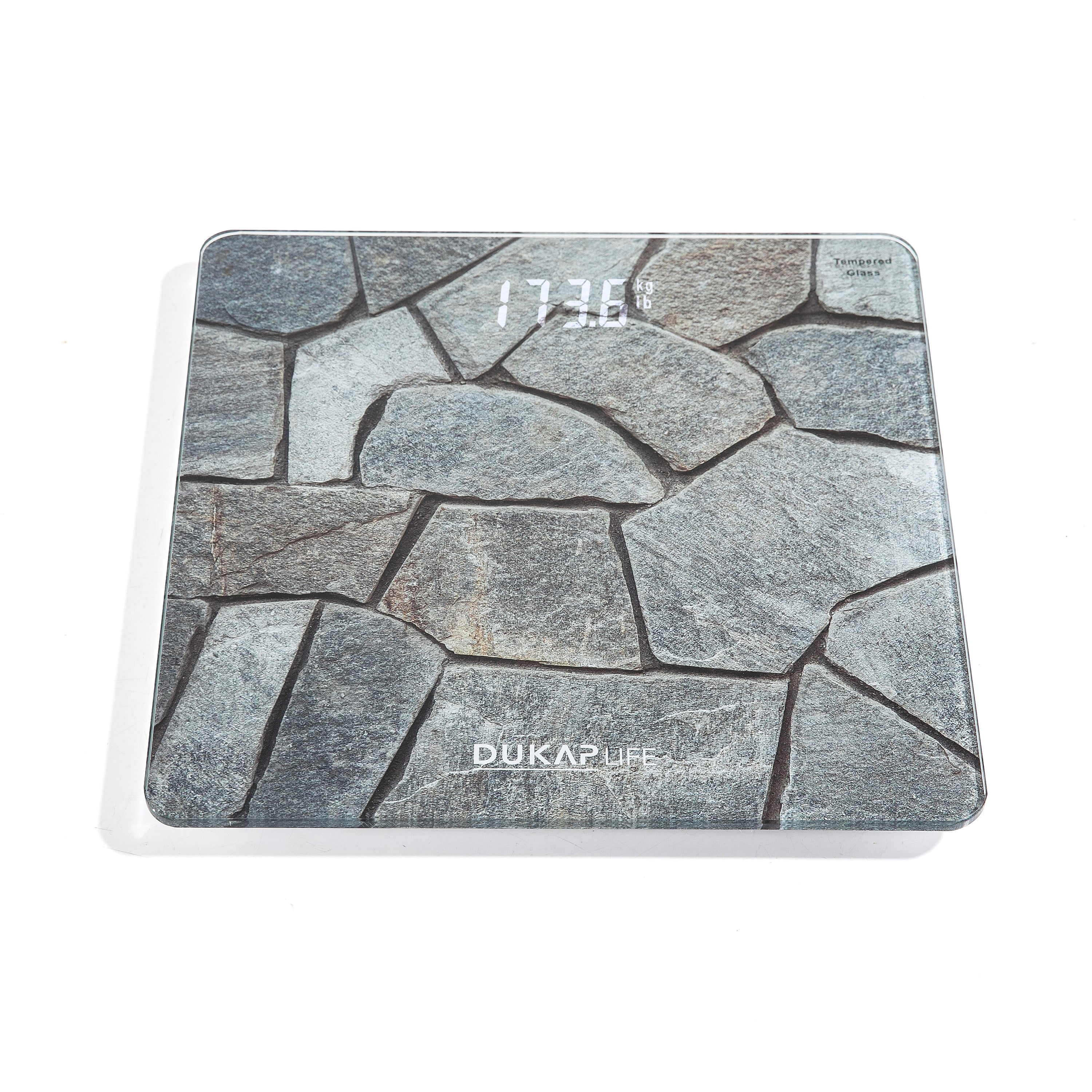 DUKAP LIFE Unique Digital Bathroom Body Weight Scale with Hidden LED Screen Display - Stone Design