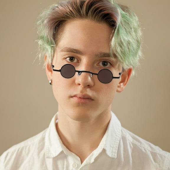 ROSENICE Small Circle Sunglasses Trendy Round Sunglasses Black 2Set 5.89X5.11X1.18Inch