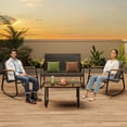 thumbnail image 2 of Patio Furniture Set of 4,Asofer Outdoor Bistro Conversation Set with Coffee Table, Rocking Chairs and Loveseat for Balcony, Porch, Backyard, Black, 2 of 11