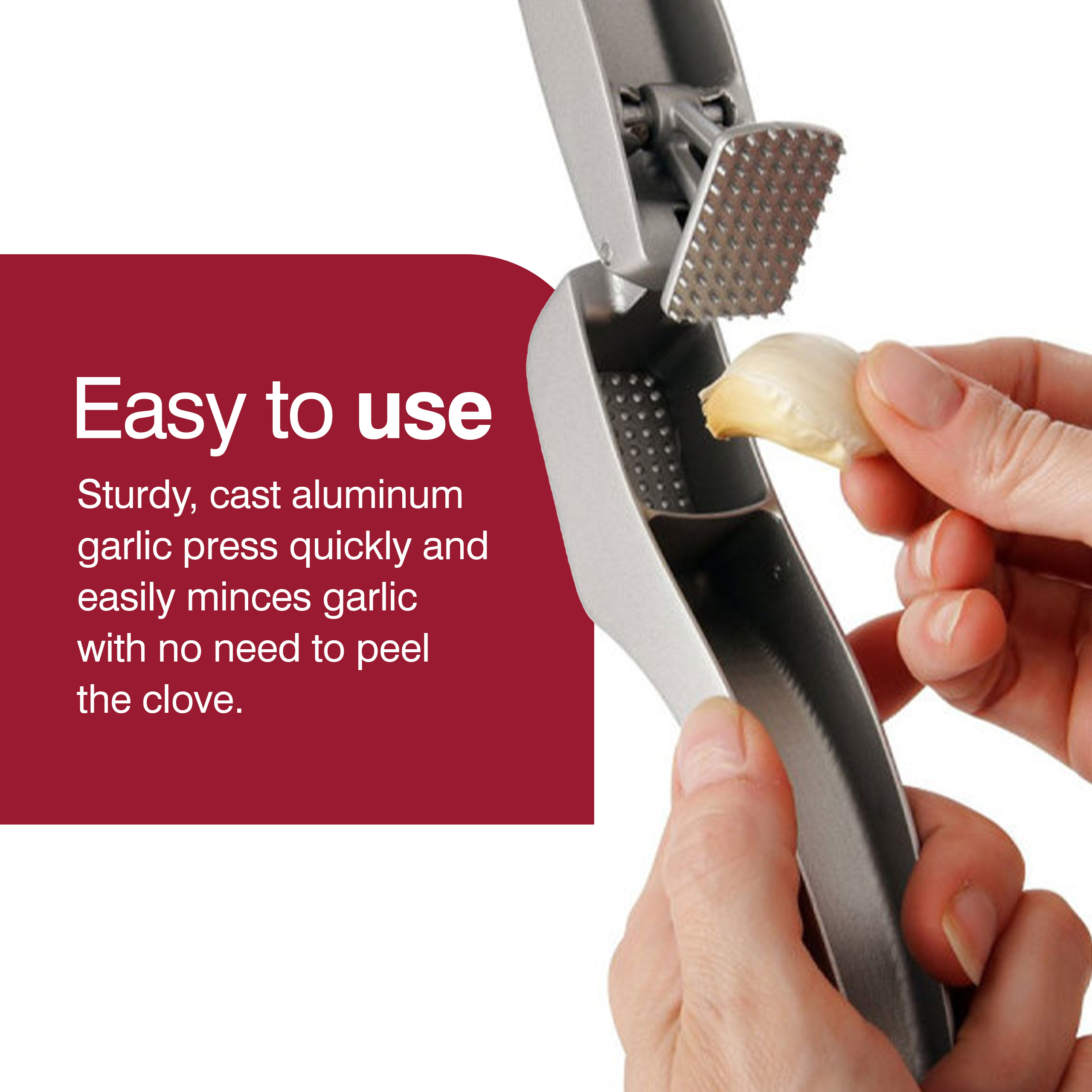 Zyliss Susi 3 Garlic Press Built in Cleaner - Crush, Mince and Peeler, Silver Aluminum Dishwasher Safe - image 4 of 7