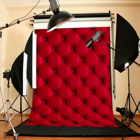 Image Red Photography 3D 5x7FT Vinyl Valentine's Day Red Wall Photography Background Backdrop For Studio Photo Prop ()