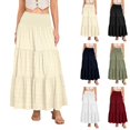 thumbnail image 7 of Women's Tiered Layered Smock High Stretch A-Line Flowy Long Maxi Skirt with Pockets, 7 of 7