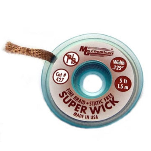 427 - SOLDER WICK #5 BROWN 3.2MM 5FT COMMERCIAL GRADE RA ROSIN