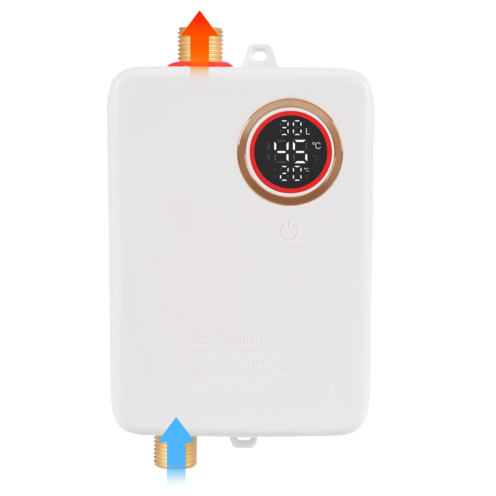 Aiqidi 3000W 110V Instant Electric Water Heater Wall Mounted Vertical Small Tankless Hot Water Heater with LED Touch Screen for Kitchen IPX4 20~50℃ (White)