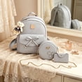 thumbnail image 4 of Hyknon 3Pcs Backpack Set for Women, Cute Bowknot Backpack Set with Crossbody Bag & Wallet, Flower Crossbody Bag with Adjustable Straps, Pendant Casual Daily Daypack for Shopping Casual Outing, Gray, 4 of 8