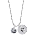 thumbnail image 1 of Delight Jewelry Silvertone Small Jack O'Lantern with Stem Silvertone Script Initial Disc - O - Charm Necklace, 20"+3", 1 of 4