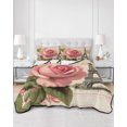thumbnail image 3 of Pink Spring Floral Queen Size Down Alternative Comforter, Lightweight Comforter Quilt Bedding Set with Pillow Shams Vintage Rose Flower Retro All Seasons Bed Comforter Duvet Insert 90"x96", 3 of 7