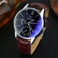 thumbnail image 4 of Bilqis Luxury Fashion Faux Leather Mens Blue Ray Glass Quartz Analog Watches, 4 of 8