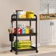 thumbnail image 5 of Carrito de almacenamiento rodante de 3 niveles con ruedas, organizador móvil, estante para cocina, baño, carrito de piso, blanco y negro, 1 paquete Yulucky, 5 of 9