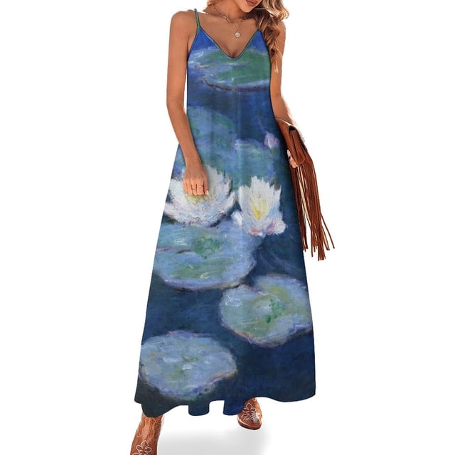 Vestido sin mangas de Bellas Artes de Monet con dos nenúfares, vestidos de noche elegantes para mujer 2024, vestido de mujer, vestido de hadas