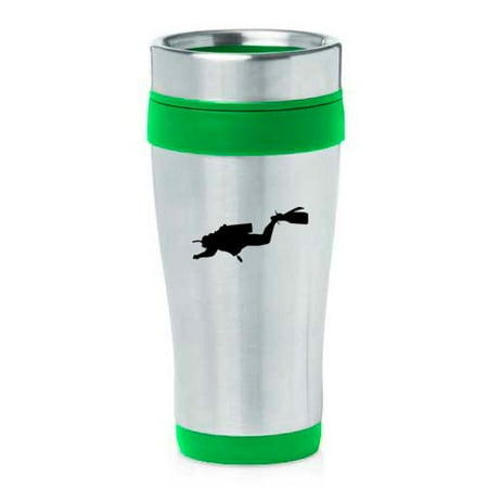 

16oz Insulated Stainless Steel Travel Mug Scuba Diver (Green )