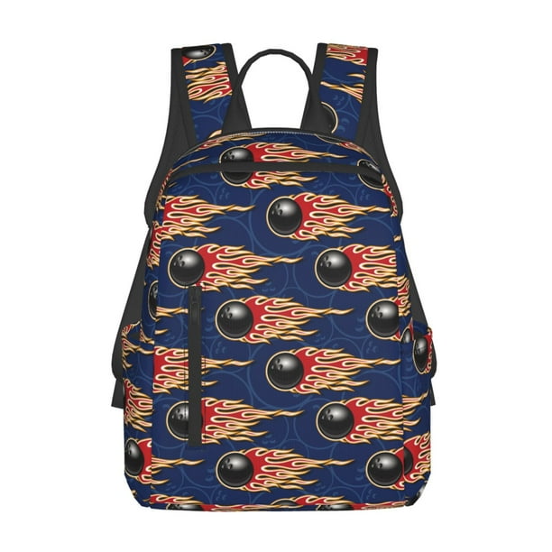 Disketp Bowling Ball And Flame Mochila Ligera e Impermeable, Mochila de Día Resistente para Viajes, Senderismo y Uso Diario para Hombre y Mujer