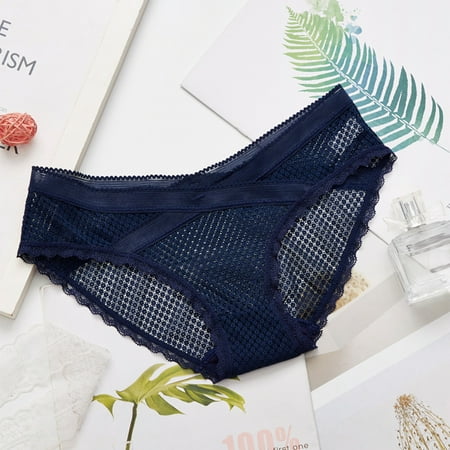

symoid Womens Briefs- Sexy Lace Panties Blue L