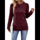 thumbnail image 3 of Camisa de Larga con Puños Abotonados para Mujer, Suéter Informal de Otoño, Moda Marrón Rojizo XL, 3 of 7
