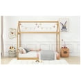 thumbnail image 4 of Twin Size Wooden House Bed, Wood Color Box Spring Not Required + Twin + Wood + Wood + Bedroom + Pine, 4 of 4