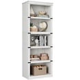 thumbnail image 1 of Estilo rural-style de madera estante de libros blanca 67.4 pulgadas de altura y 24.5 pulgadas de anchura 5-tier almacenamiento para sala de estar y oficina en casa, 1 of 9