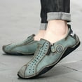 thumbnail image 6 of Mens Breathable Casual Shoes Comfortable Leather Loafers Outdoor Hiking Driving Shoes Lightweight Non-slip Green 6.5 US, 6 of 7