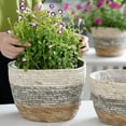 thumbnail image 3 of CATIEBYE 2Pcs Wicker Pots for Plants Decorative Gray Woven Design for Terrace, 3 of 8