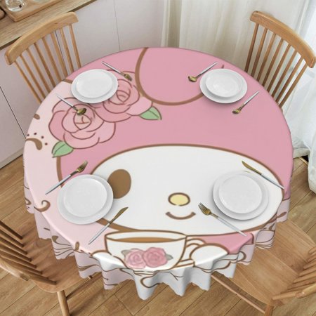 

My Melody 60 Inch Round Tablecloth Waterproof Spill-Proof Wipeable Fall Table Cloth Wrinkle Free Circle Dining Table Cover For Birthday Farmhouse Coffee Kitchen Decor